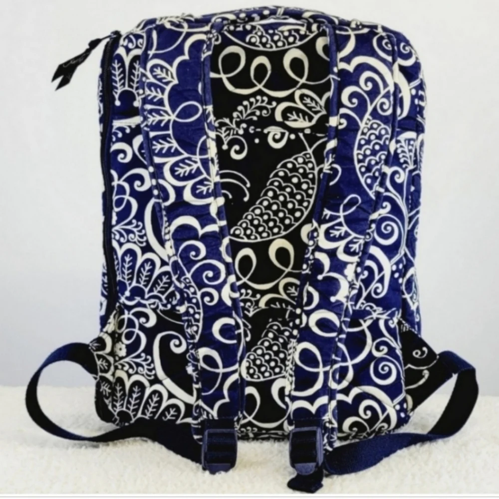 VERA BRADLEY Twirly Birds Navy Blue Laptop Backpack - Picture 3 of 12